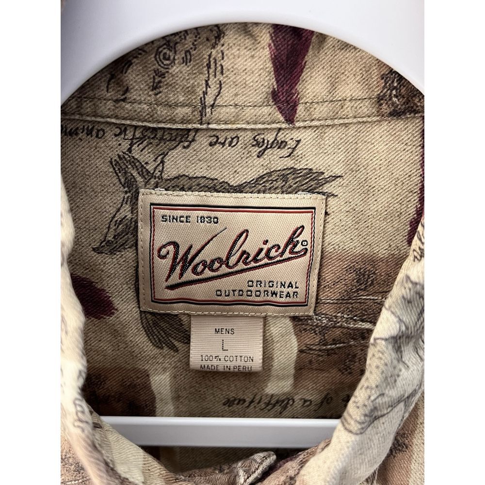 Woolrich BALD EAGLE Feather Shirt Mens Size Large Tan Long Sleeve‎ Button Down - Picture 3 of 7
